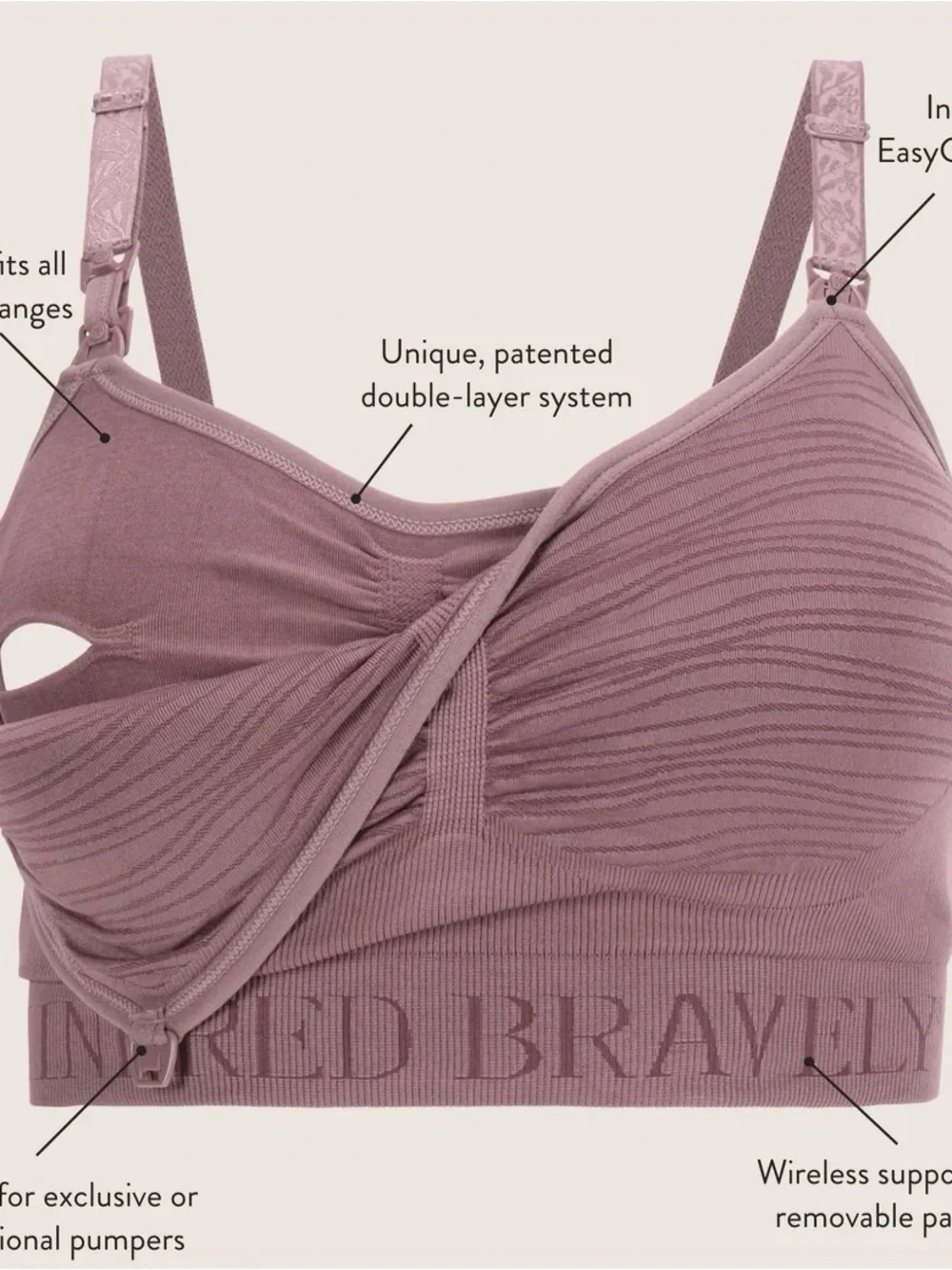 Sublime® Hands-Free Pumping & Nursing Bra Set - Black + Beige